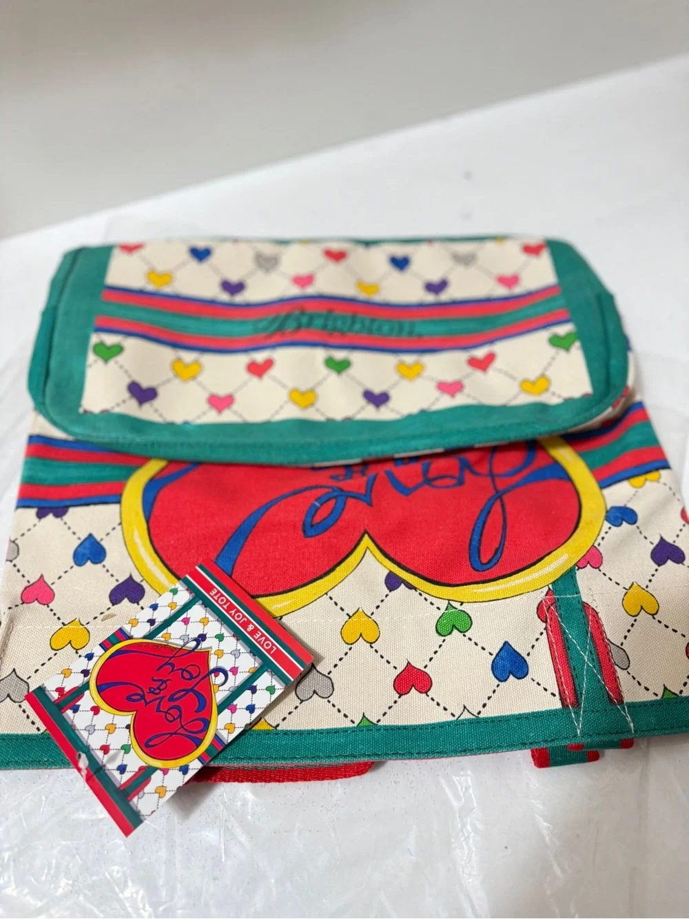 Brighton Multicolor Heart-Print Cosmetic Pouch with Ribbon Accent
